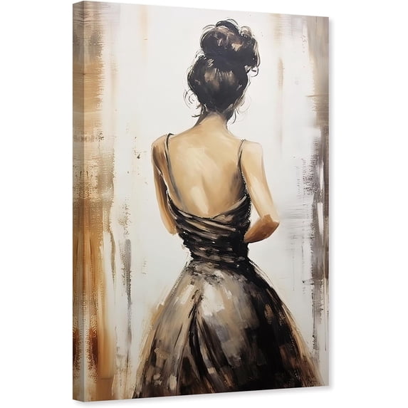 ZHONGYUTONG Dancing Canvas Wall Art Dancer Girls Pictures Ballet Women Painting Elegant Dancer Poster for Living Room Decor Framed (12.00" x 18.00")