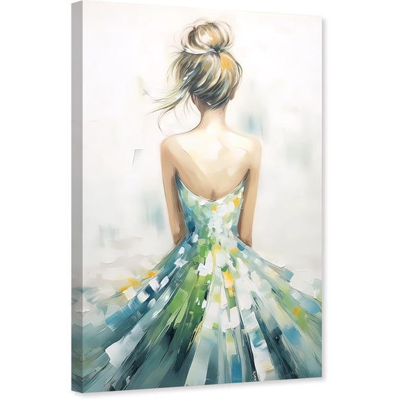 ZHONGYUTONG Dancing Canvas Wall Art Dancer Girls Pictures Ballet Women Painting Elegant Dancer Poster for Living Room Decor Framed (12.00" x 18.00")
