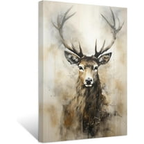 ZHONGYUTONG Deer Canvas Wall Art Elk Head Paintings Abstract Vintage Animal Picture Prints Hunting Artwork Home Decor Framed (12.00" x 18.00")