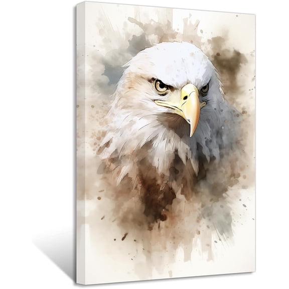 ZHONGYUTONG Eagle Canvas Wall Art Eagle Face Watercolour Poster Prints Abstract Animal Pictures for Modern Nursery Kids Room Decor Framed (12.00" x 18.00")