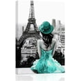 thumbnail image 1 of ZHONGYUTONG Eiffel Tower Wall Art Paris Canvas Prints Girls Room Wall Decor Black and White Painting Women Pictures for Bedroom Girly Apartment Dorm Decor Framed (12.00" x 18.00"), 1 of 4