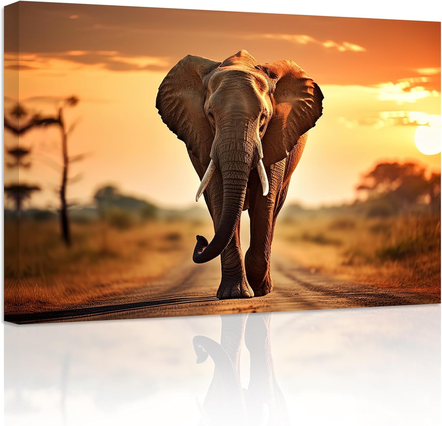 ZHONGYUTONG Elephant Canvas Wall Art African Wild Animal Painting ...