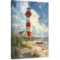 thumbnail image 1 of ZHONGYUTONG Farmhouse Canvas Lighthouse Wall Art Rustic Coastal Pictures Red White Tower Painting Beach Poster for Home Decor Framed (12.00" x 18.00"), 1 of 5