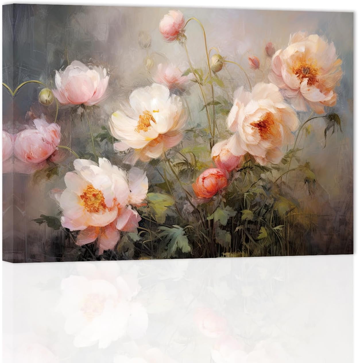 ZHONGYUTONG Flower Canvas Wall Art Abstract Pink Floral Painting Prints ...