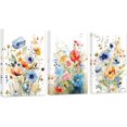 thumbnail image 1 of ZHONGYUTONG Flower Wall Art Set of 3 Watercolor Wildflower Paintings Colorful Floral Pictures Wall Decor Botanical Canvas Prints for Girls Room Decor Framed (16.00" x 24.00" x 3PCS), 1 of 5