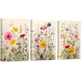 thumbnail image 1 of ZHONGYUTONG Flower Wall Art Set of 3 Watercolor Wildflower Paintings Colorful Floral Pictures Wall Decor Botanical Canvas Prints for Girls Room Decor Framed (11.00" x 14.00" x 3PCS), 1 of 5