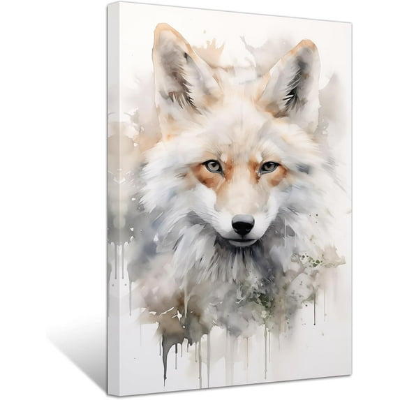ZHONGYUTONG Fox Canvas Wall Art Fox Head Watercolour Poster Prints Abstract Animal Pictures for Modern Nursery Kids Room Decor Framed (20.00" x 30.00")