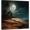 thumbnail image 1 of ZHONGYUTONG Full Moon Canvas Wall Art Night Beach Palm Tree Painting Prints Natural Seascape Modern Artwork for Living Room Home Decor Framed (24.00" x 24.00"), 1 of 6
