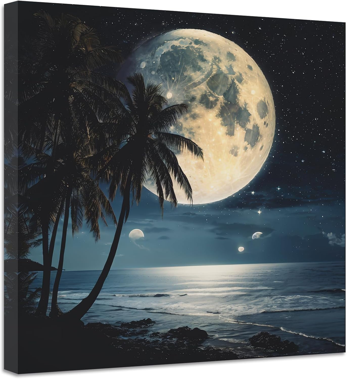 ZHONGYUTONG Full Moon Painting Canvas Wall Art Moon in Night Picture ...