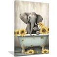 thumbnail image 1 of ZHONGYUTONG Funny Bathroom Animal Wall Art Cute Elephant in Bathtub with Sunflower Poster Canvas Prints Toilet Artwork Bathroom Decor (12.00" x 18.00"), 1 of 6