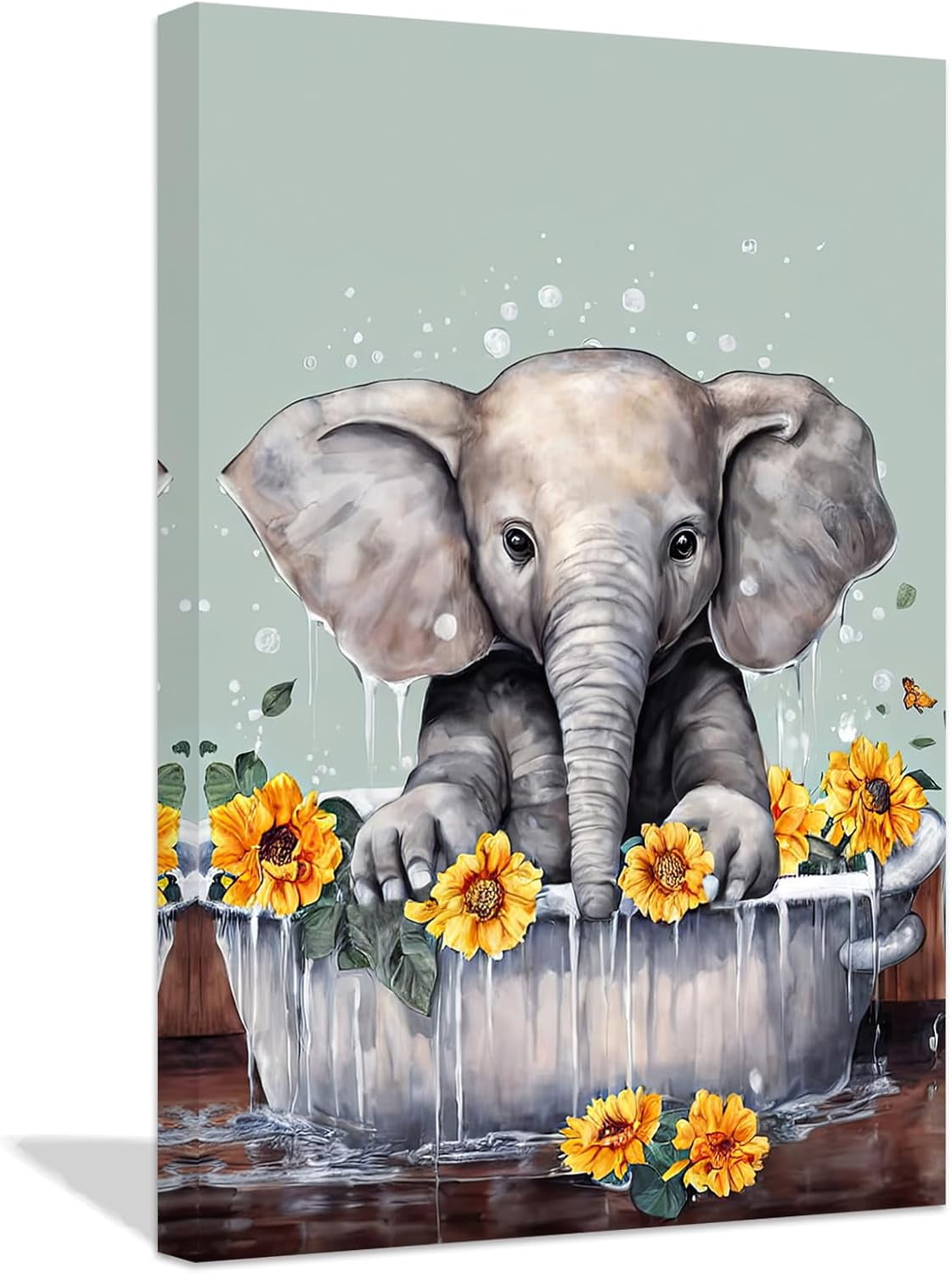 ZHONGYUTONG Funny Bathroom Animal Wall Art Cute Elephant in Bathtub ...