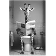 thumbnail image 1 of ZHONGYUTONG Funny Bathroom Wall Art Cute Giraffe Reading Newspaper on Toilet Poster Black White Animal Canvas Prints for Rustic Restroom Framed (12.00" x 18.00"), 1 of 6