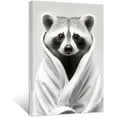 thumbnail image 1 of ZHONGYUTONG Funny Bathroom Wall Art Cute Raccoon Wearing Bathrobe Poster Black White Animal Canvas Prints for Rustic Toilet Restroom Framed (12.00" x 18.00"), 1 of 6