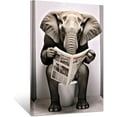 thumbnail image 1 of ZHONGYUTONG Funny Bathroom Wall Art Elephant Reading Newspaper on Toilet Poster Prints Cute Animal Canvas Picture for Toilet Restroom Wall Decor Framed (24.00" x 36.00"), 1 of 6