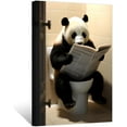thumbnail image 1 of ZHONGYUTONG Funny Bathroom Wall Art Panda Reading Newspaper on Toilet Poster Prints Cute Animal Canvas Picture for Toilet Restroom Wall Decor Framed (28.00" x 42.00"), 1 of 6
