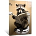 thumbnail image 1 of ZHONGYUTONG Funny Bathroom Wall Art Raccoon Reading Newspaper on Toilet Poster Prints Cute Animal Canvas Picture for Toilet Restroom Wall Decor Framed (16.00" x 24.00"), 1 of 6