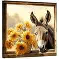 thumbnail image 1 of ZHONGYUTONG Funny Donkey Canvas Prints Yellow Sunflower Wall Art Vintage Farm Animal Flowers Poster Pictures for Rustic Farmhouse Bathroom Decor (28.00" x 28.00"), 1 of 6