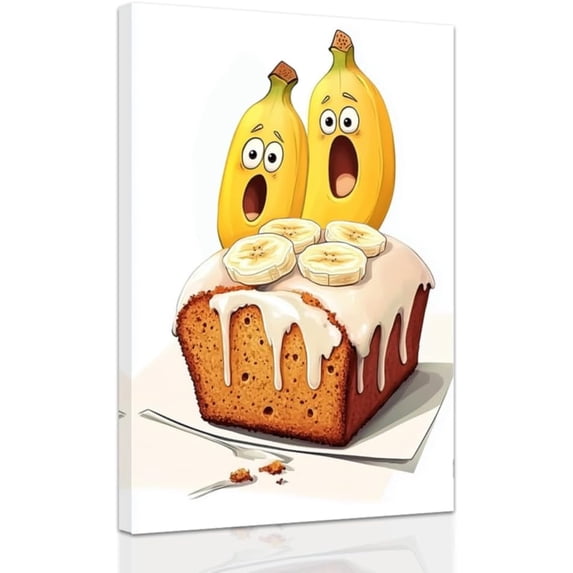 ZHONGYUTONG Funny Kitchen Canvas Wall Art Whimsical Food Art Pictures Fruit Vegetable Painting Humorous Poster Prints for Kitchen Dining Room Decor Framed (12.00" x 18.00")