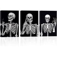 thumbnail image 1 of ZHONGYUTONG Funny Skull Canvas Wall Art 3 Pieces Black and White Skeleton Poster Prints Abstract Horror Paintings Gothic Halloween Wall Decor Ready to Hang (11.00" x 14.00" x 3PCS), 1 of 7