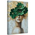 thumbnail image 1 of ZHONGYUTONG Gold and Gray Green Floral Wall Decor Abstract Blooming Flowers Picture Prints Abstract Women Canvas Neutral Art Poster Paintings for Girl Bedroom Bathroom (16.00" x 24.00"), 1 of 5