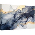 thumbnail image 1 of ZHONGYUTONG Gray Blue Abstract Canvas Wall Art Navy Blue Gold Picture Modern Artwork Painting for Living Room Home Decor Framed (24.00" x 36.00"), 1 of 5