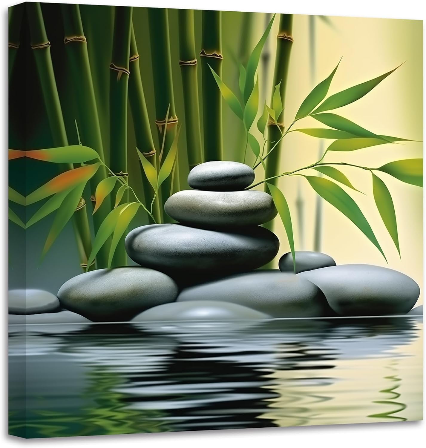 ZHONGYUTONG Green Bamboo Pictures Zen Wall Art Stone Flower Water SPA ...