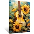 thumbnail image 1 of ZHONGYUTONG Guitar Canvas Wall Art Guitar & Sunflowers Painting Prints Musical Themed Picture for Concert House Bar Wall Decor Framed (16.00" x 24.00"), 1 of 6