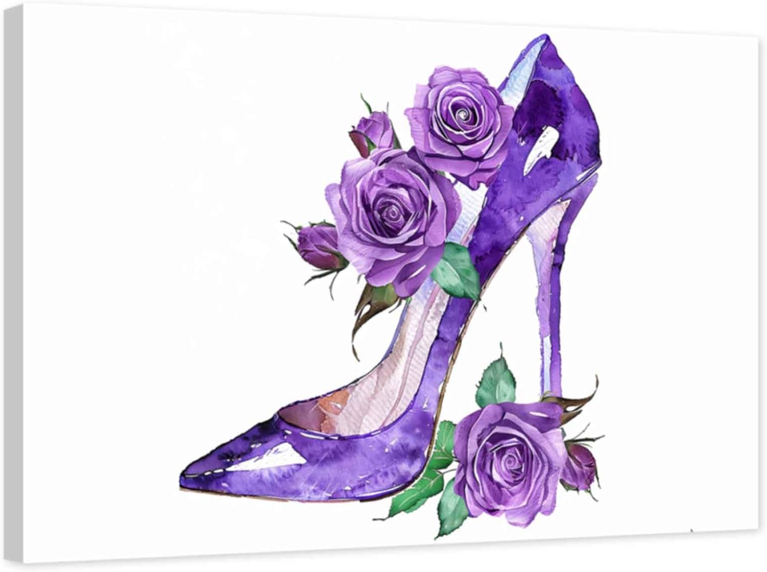 ZHONGYUTONG High Heels Canvas Wall Art Fashion Woman Pictures Wall Decor Rose High Heels Painting for Girl Room Bedroom Decor Framed (12.00" x 18.00")