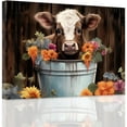 thumbnail image 1 of ZHONGYUTONG Highland Cow Bathroom Wall Art Cattle Baby in Bucket Canvas Picture Cute Cow Poster Print Rustic Farmhouse Animal Flower Wall Decor (12.00" x 18.00"), 1 of 6