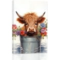 thumbnail image 1 of ZHONGYUTONG Highland Cow Bathroom Wall Art Cattle Baby in Bucket Canvas Picture Cute Cow Poster Print Rustic Farmhouse Animal Flower Wall Decor (24.00" x 36.00"), 1 of 6