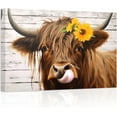 thumbnail image 1 of ZHONGYUTONG Highland Cow Canvas Wall Art Cute Cattle with Flower Poster Prints Western Animals Pictures for Country Farmhouse Kitchen Bathroom Decor (20.00" x 30.00"), 1 of 6