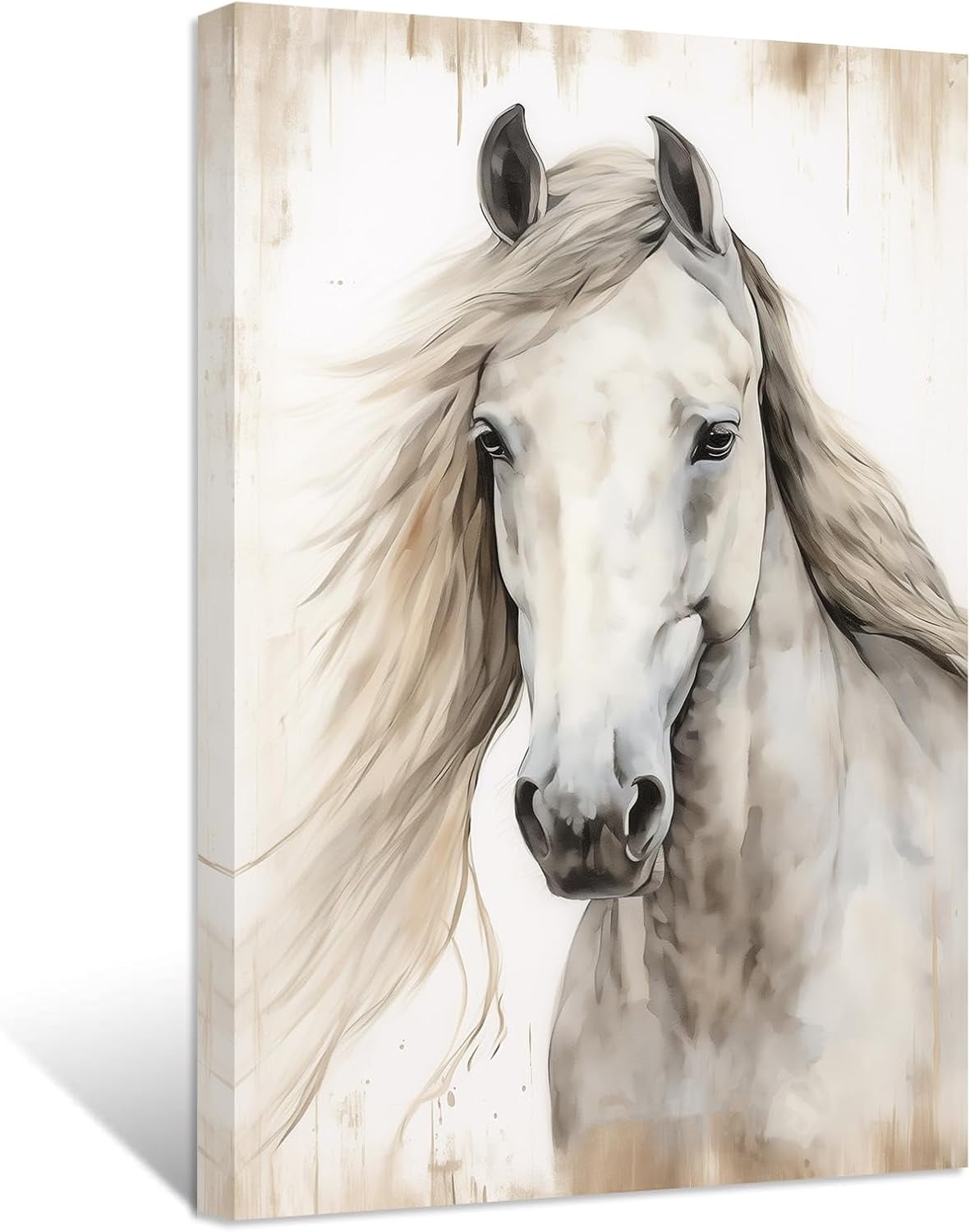 ZHONGYUTONG Horse Canvas Wall Art White Horse Picture Prints Vintage ...