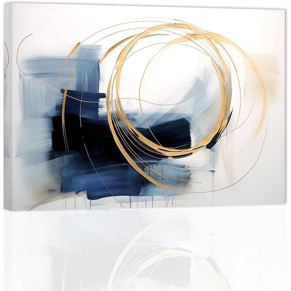 ZHONGYUTONG Indigo Blue Abstract Wall Art Gray White Black and Navy Blue Wall Decor Abstract Geometric Canvas Picture Fantasy Colorful Graffiti Painting Frame (24.00" x 36.00")