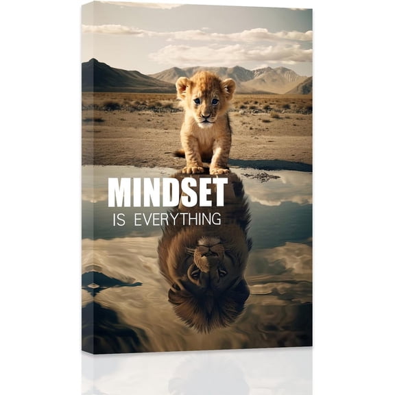 ZHONGYUTONG Inspirational Quotes Wall Art Lion Motivational Poster Prints Entrepreneur Quotes Picture Animals Painting Canvas for Office Home Decor Framed (12.00" x 18.00")