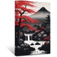 thumbnail image 1 of ZHONGYUTONG Japanese Canvas Wall Art Red and Black Cherry Trees Mt.Fuji Pagoda Painting Japanese Landscape Poster Prints Japan Themed Artwork Wall Decor (12.00" x 18.00"), 1 of 5