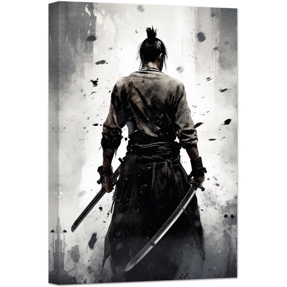 ZHONGYUTONG Japanese Samurai Wall Art Black and White Armored Samurai ...