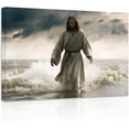 thumbnail image 1 of ZHONGYUTONG Jesus Canvas Wall Art God Walks on the Beach Pictures Prints Christian Spiritual Poster Abstract Artwork for Prayer Room Living Room Framed (20.00" x 30.00"), 1 of 5