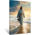 thumbnail image 1 of ZHONGYUTONG Jesus Canvas Wall Art God Walks on the Beach Pictures Prints Christian Spiritual Poster Artwork Home Decor for Office Prayer Room Framed (16.00" x 24.00"), 1 of 5