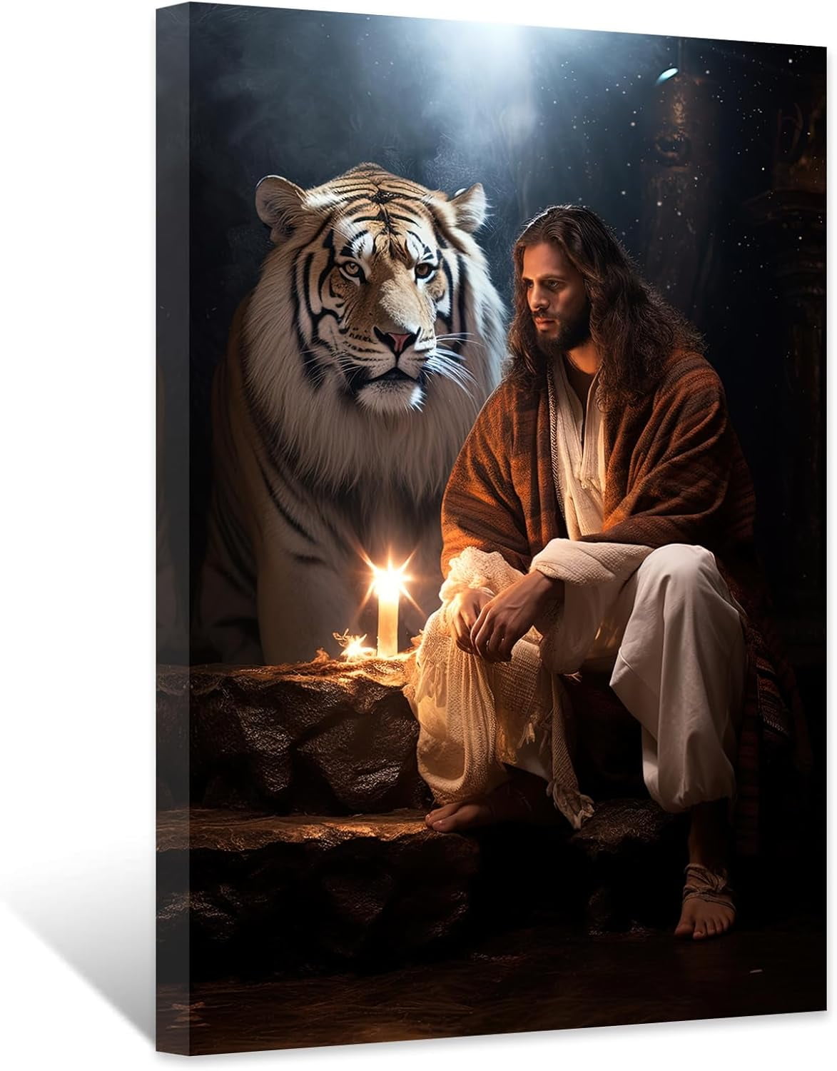 ZHONGYUTONG Jesus Canvas Wall Art Tiger and God Pictures Prints ...