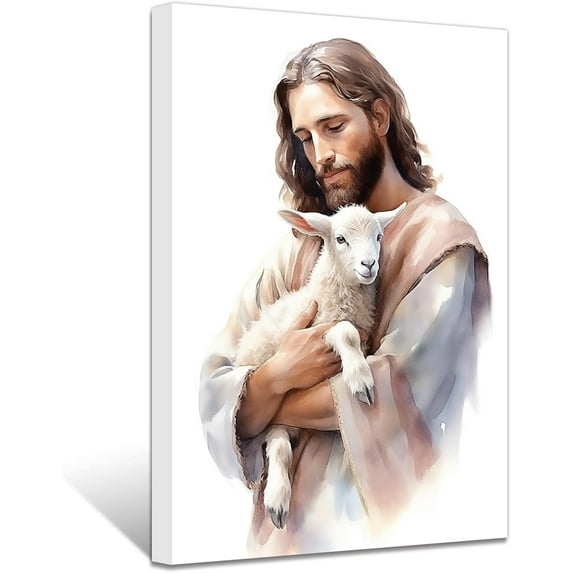 ZHONGYUTONG Jesus Poster Jesus and Lamb Wall Art God Shepherd Portrait Canvas Prints Christian Spiritual Picture for Prayer Room Dining Room Wall Decor (20.00" x 30.00")