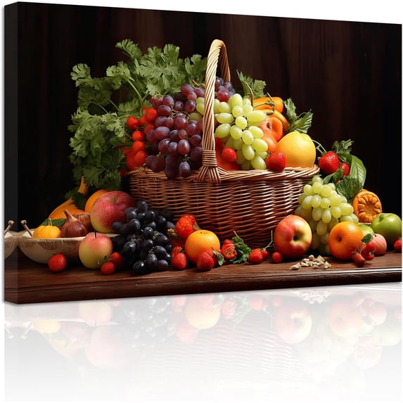 ZHONGYUTONG Kitchen Wall Art Colorful Vegetables Picture Various Fresh Fruits Canvas Prints for Kitchen Restaurant Dining Room Decor Framed (16.00" x 24.00")
