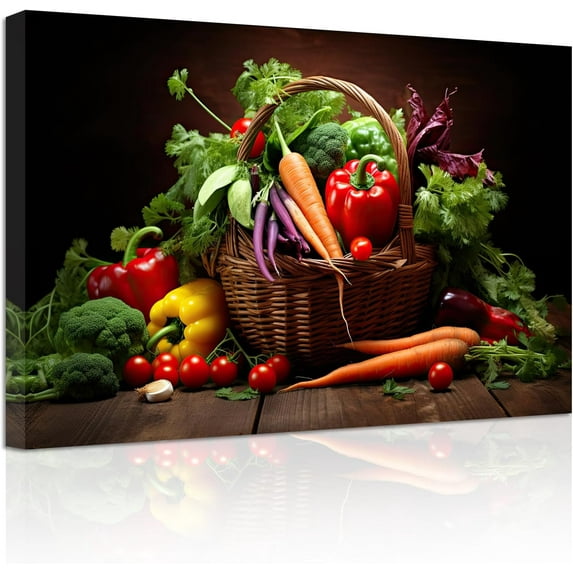 ZHONGYUTONG Kitchen Wall Art Colorful Vegetables Picture Various Fresh Fruits Canvas Prints for Kitchen Restaurant Dining Room Decor Framed (20.00" x 30.00")
