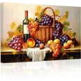 thumbnail image 1 of ZHONGYUTONG Kitchen Wall Art Grapes and Wine Picture Fresh Fruits Canvas Prints for Kitchen Restaurant Dining Room Decor Framed (12.00" x 18.00"), 1 of 6