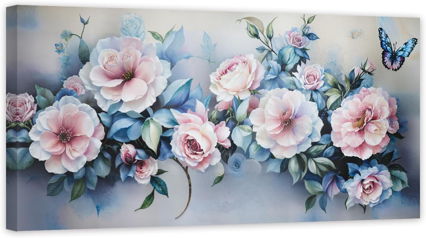 ZHONGYUTONG Large Flower Wall Art Elegant Peony Picture Pink Floral ...