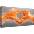 thumbnail image 1 of ZHONGYUTONG Large Gray and Orange Abstract Canvas Wall Art Love Heart Water Picture Prints Ocean Wave Art Romantic Paintings Wall Decor for Girls Bedroom Bathroom (20.00" x 40.00"), 1 of 5