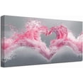 thumbnail image 1 of ZHONGYUTONG Large Gray and Pink Abstract Canvas Wall Art Love Heart Water Picture Prints Ocean Wave Art Romantic Paintings Wall Decor for Girls Bedroom Bathroom (12.00" x 24.00"), 1 of 5