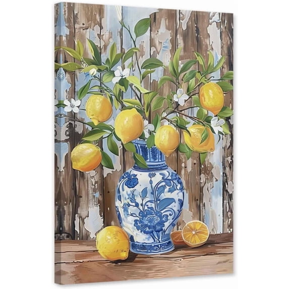 ZHONGYUTONG Lemon Canvas Wall Art Yellow Lemon Pictures Wall Decor Fruits Painting for Kitchen Dining Room Framed (12.00" x 18.00")