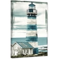 thumbnail image 1 of ZHONGYUTONG Lighthouse Wall Art Rustic Canvas Seascape Pictures Print Ocean Coastal Painting Teal Poster for Bedroom Decor Framed (28.00" x 42.00"), 1 of 5