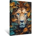 thumbnail image 1 of ZHONGYUTONG Lion Canvas Wall Art Lion Head with Flowers Painting Prints Wild Animals Portrait Picture for Office Home Decor Framed (28.00" x 42.00"), 1 of 5