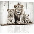 thumbnail image 1 of ZHONGYUTONG Lion Family Wall Art Lion and Lioness Pictures Wall Decor Wildlife Poster Rustic Animals Canvas Painting for Home Bedroom Office Frame (20.00" x 30.00"), 1 of 6